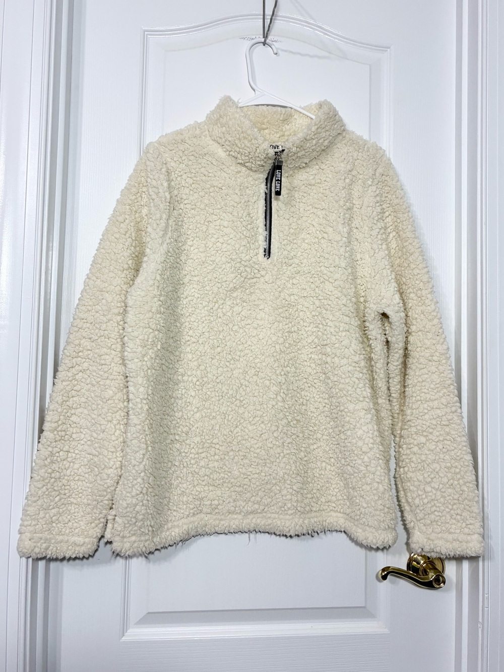 Bobbie Brooks Sherpa 1/4 Zip Pullover Sweatshirt Cream Size XL